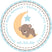 Boys blue moon and star baby shower favor label