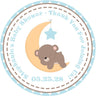 Boys blue moon and star baby shower favor label