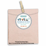 Boys construction theme sticker with caution sign