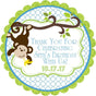 Boys hanging monkey birthday sticker