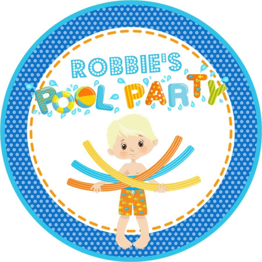 Boys pool party favor labels