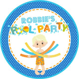 Boys pool party favor labels