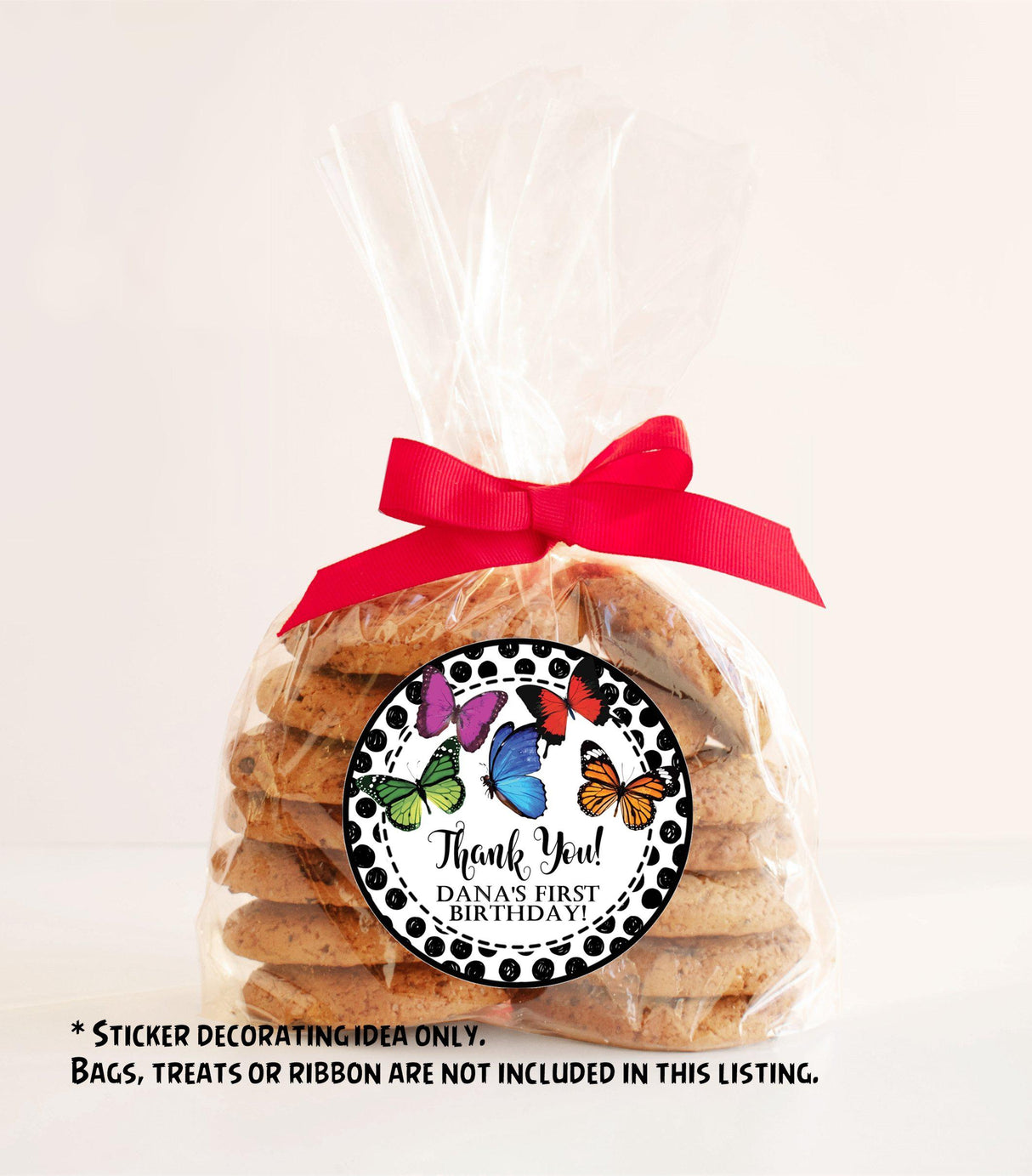 Bright butterfly sticker for kids birthday party favors