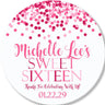 Bright pink Sweet Sixteen favor label