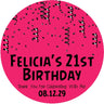 Bright pink and black confetti birthday sticker design