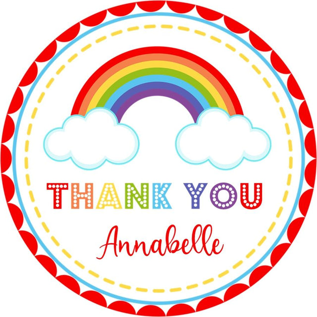 Bright rainbow birthday party sticker