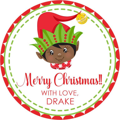 Brown Boy Elf Christmas Stickers