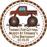 Brown mudding monster truck birthday sticker