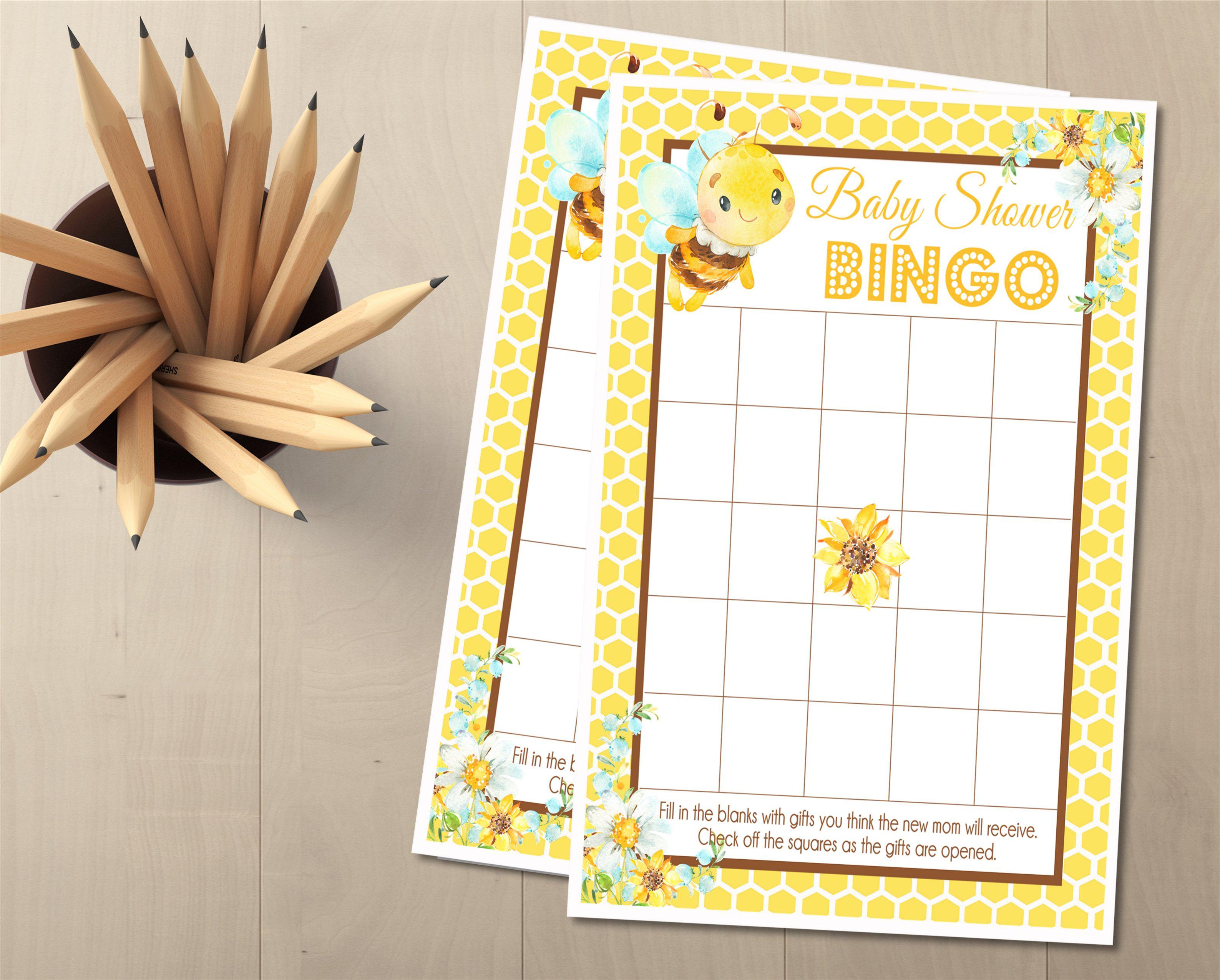 Bumble Bee Baby Shower Bingo Cards