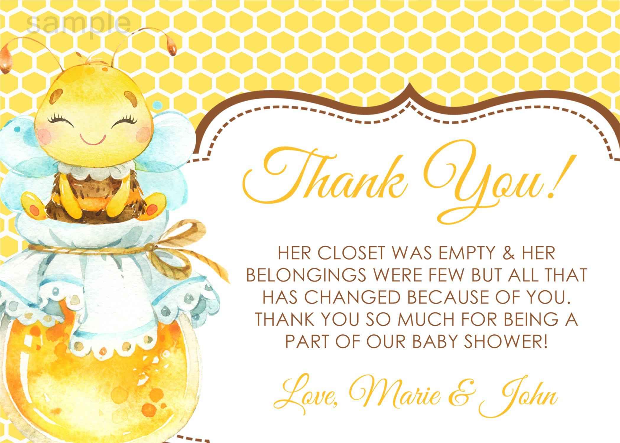 Bumble Bee Baby Shower Thank You Cards