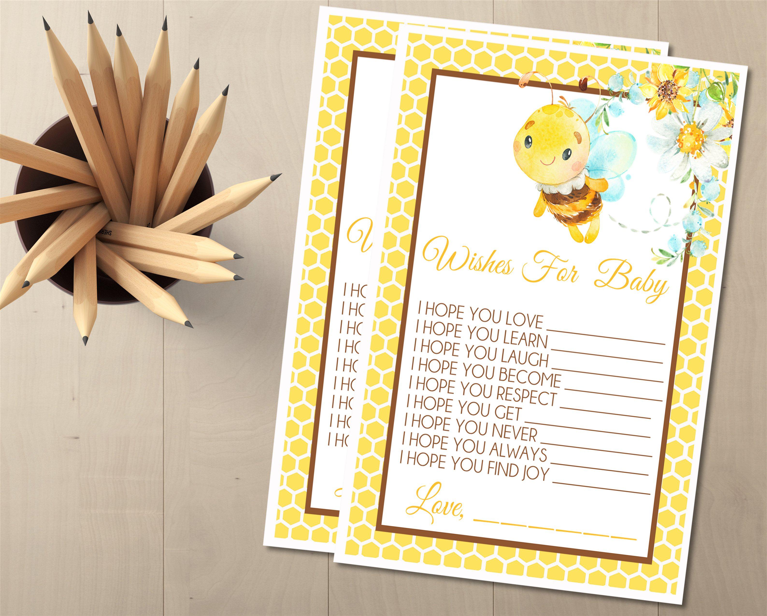 Bumble Bee Baby Shower Wish Cards