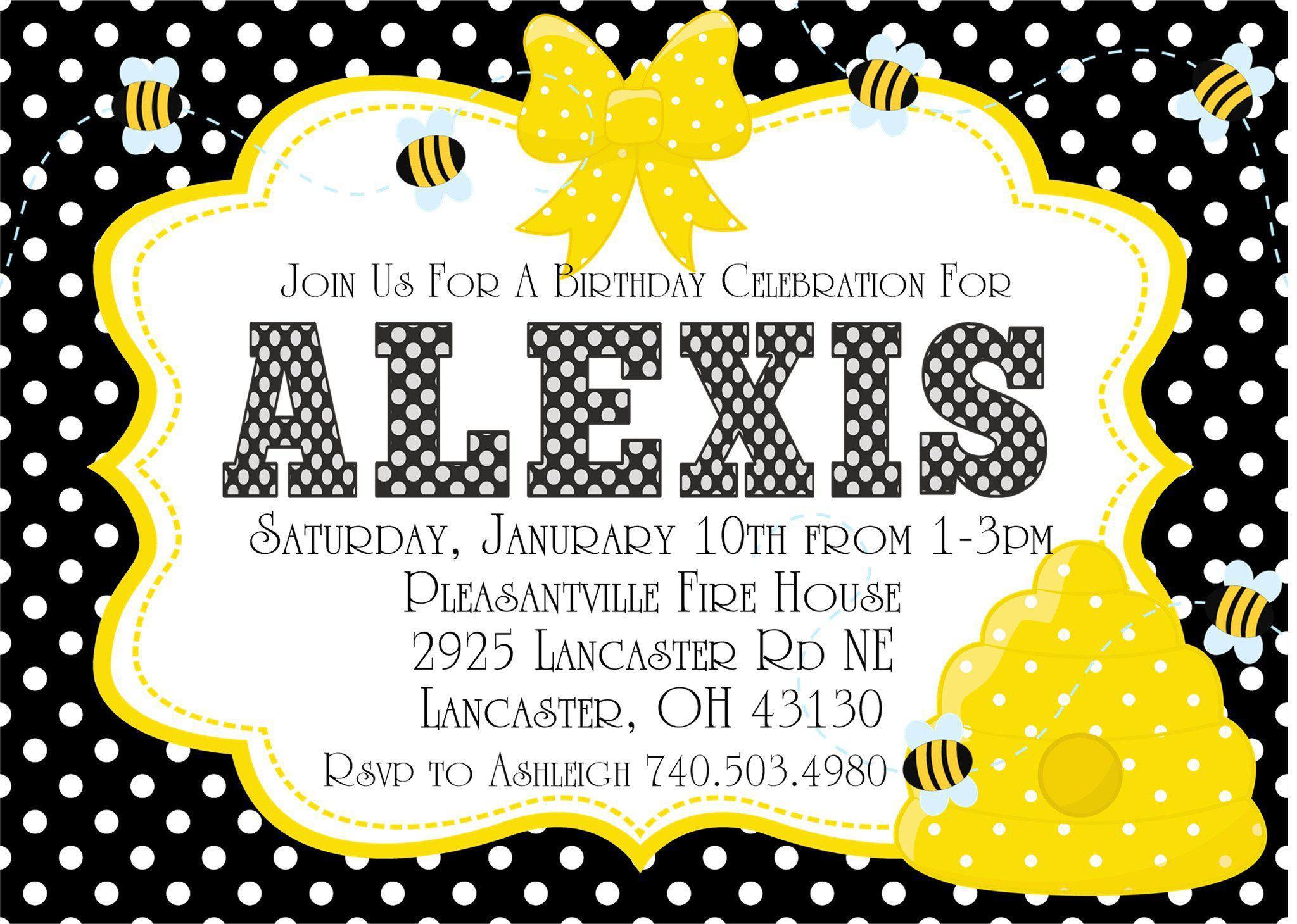 Bumble Bee Birthday Party Invitations