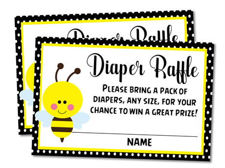 Bee Theme Baby Shower Diaper Raffle Instant PDF