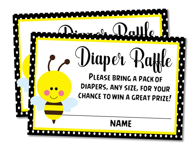 Bee Theme Baby Shower Diaper Raffle Instant PDF