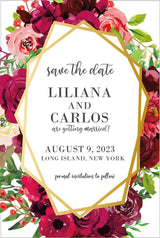 Burgundy pink save the date cards