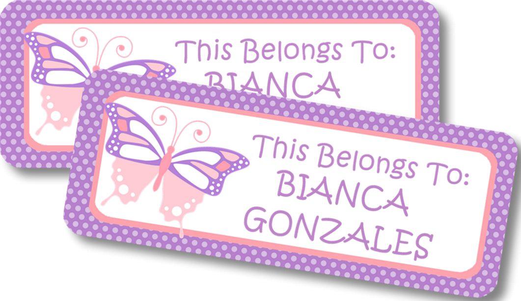 Butterfly Back To School Supply Name Labels