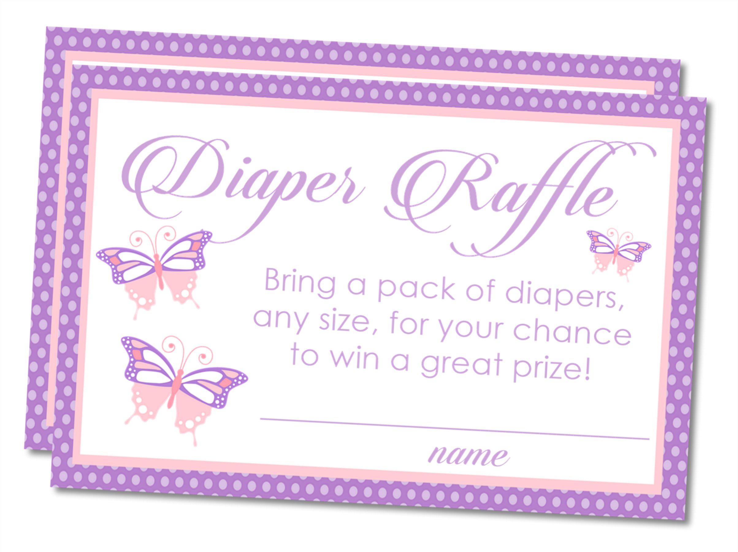 Butterfly Diaper Raffle Tickets