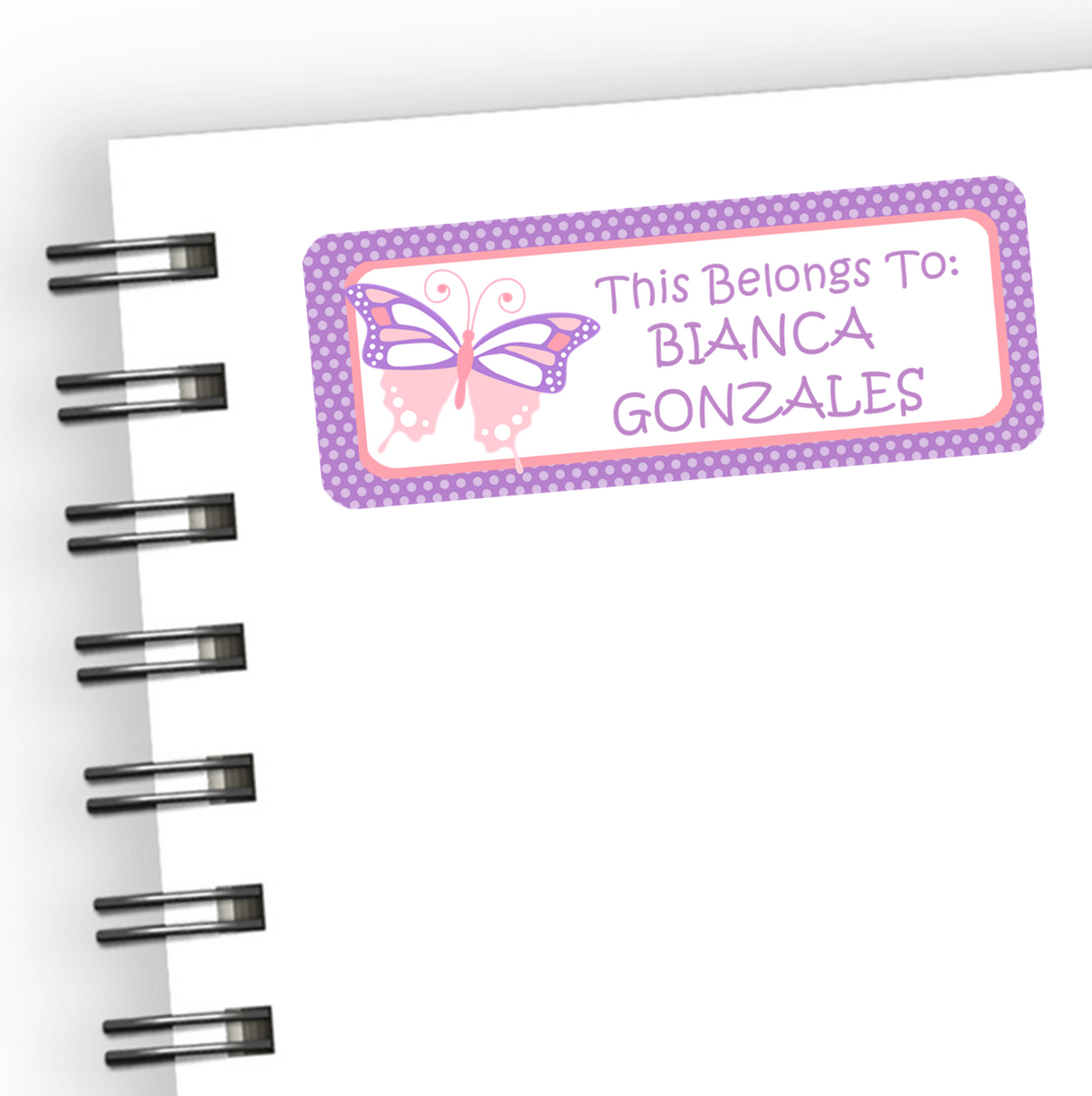 Butterfly back to school name label design