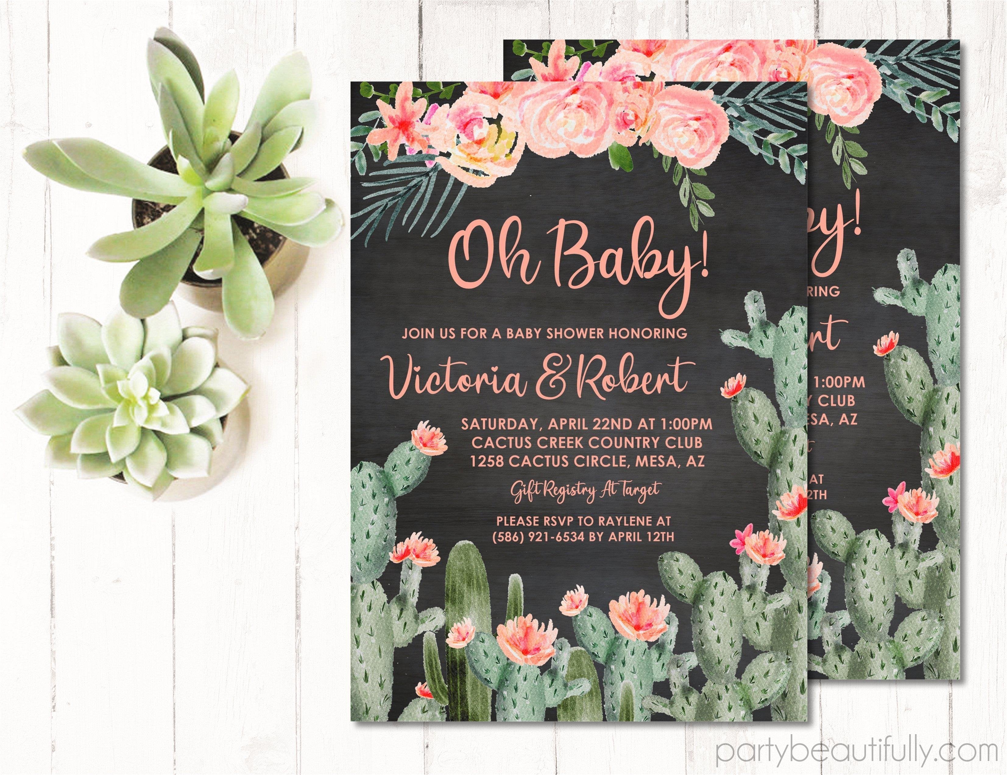 Cactus Baby Shower Invitations