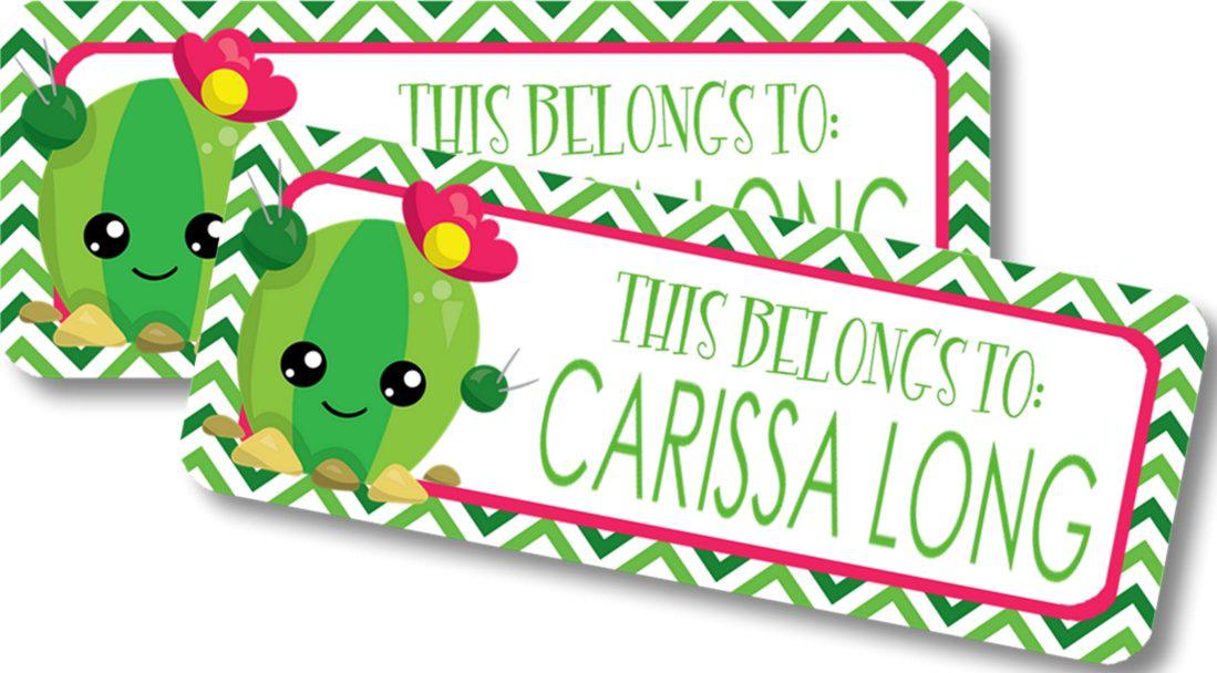 Cactus Back To School Supply Name Labels