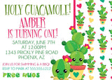 Cactus birthday invitations for girls