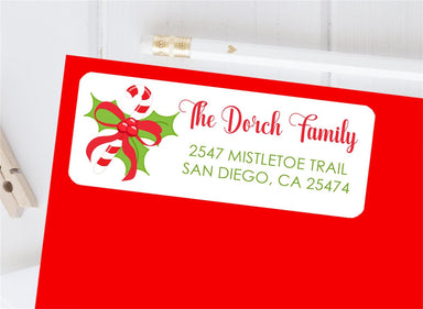 Candy Cane Christmas Address Labels