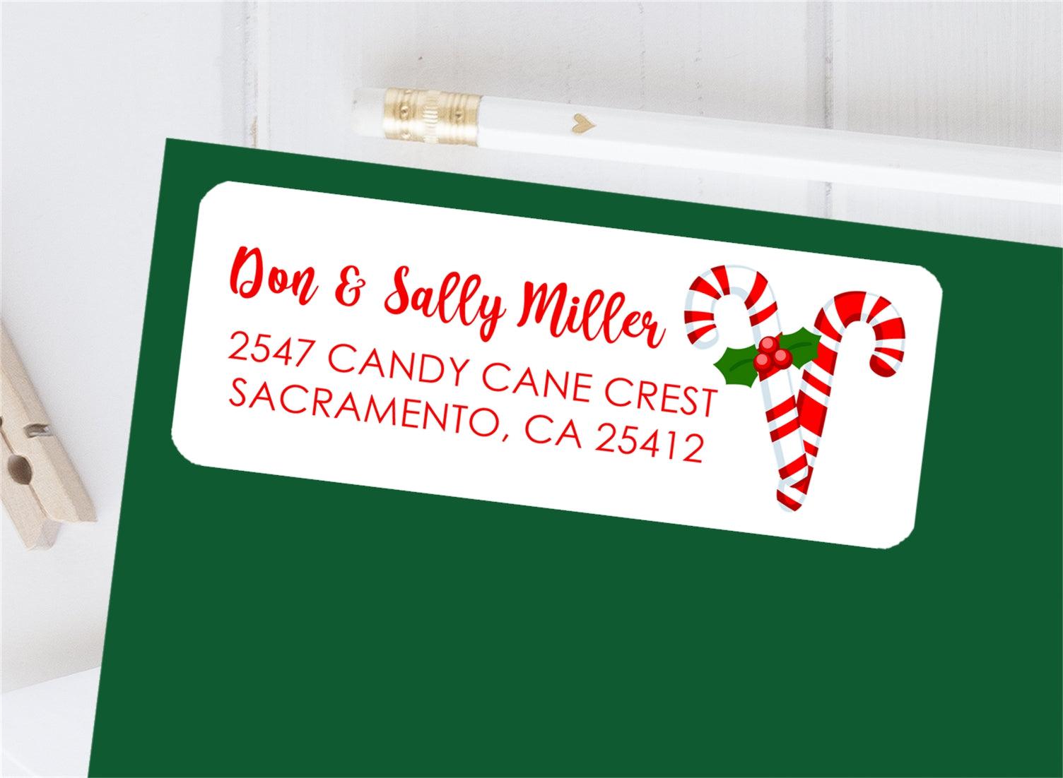 Candy Cane Christmas Address Labels
