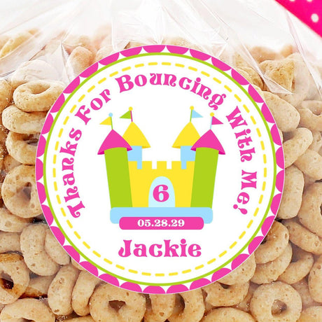 Castle bounce party favor label