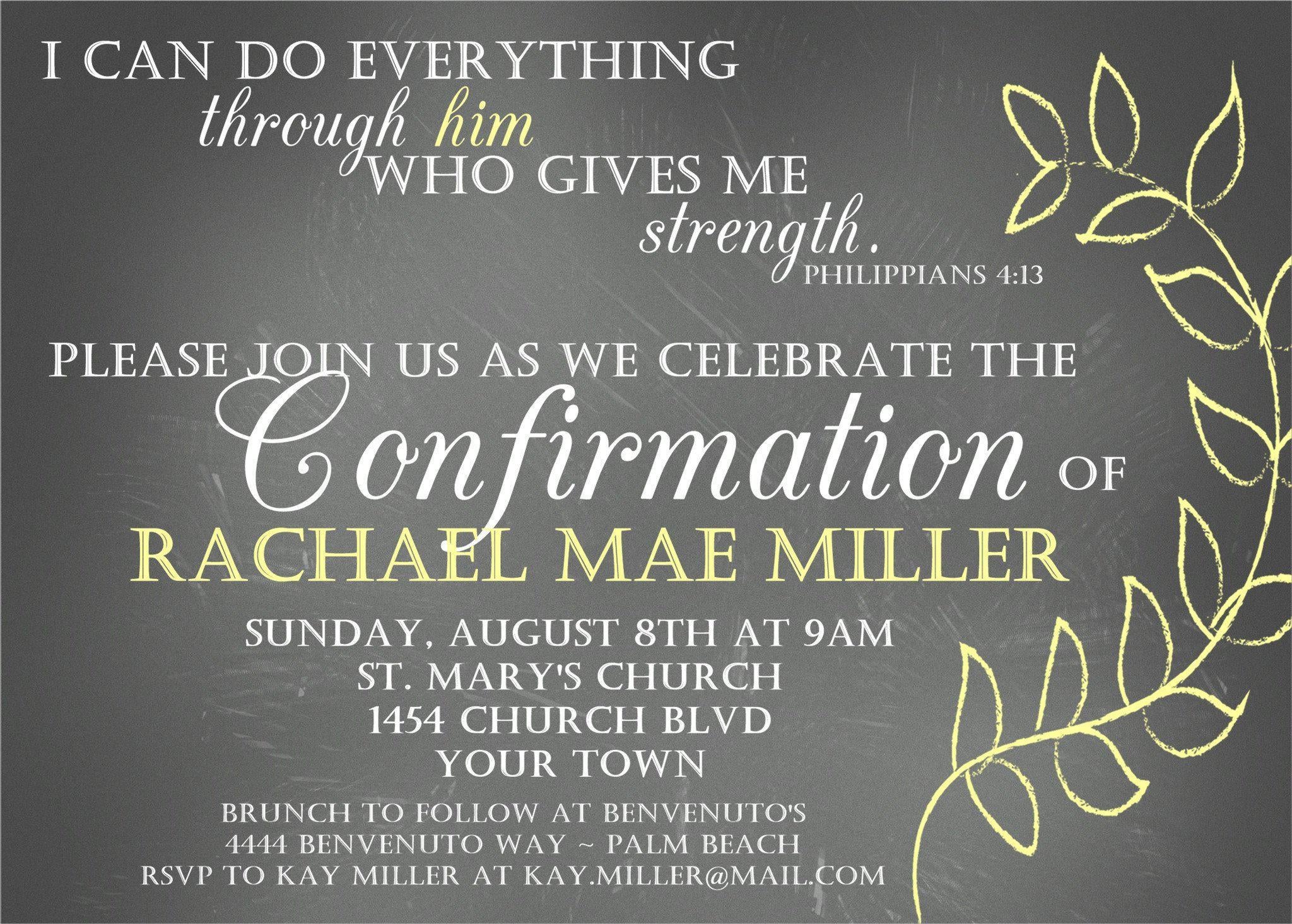 Chalkboard And Yellow Confirmation Invitations