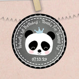 Chalkboard panda party favor label