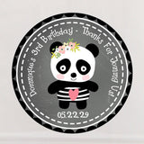 Chalkboard panda theme birthday sticker design