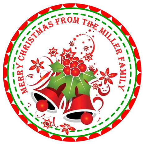 Christmas bells sticker with red and green holiday colors