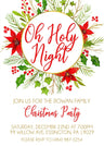 Christmas celebration invitation featuring poinsettia flowers and winter holiday accents