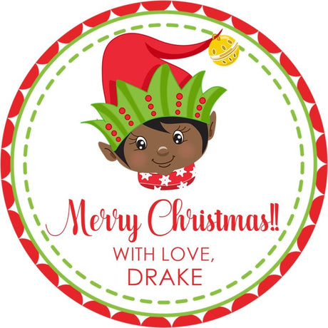 Christmas elf boy sticker with festive holiday hat
