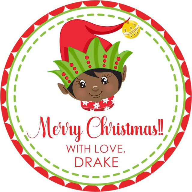 Christmas elf boy sticker with festive holiday hat