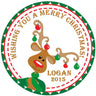 Christmas reindeer sticker with holiday lights and festive border