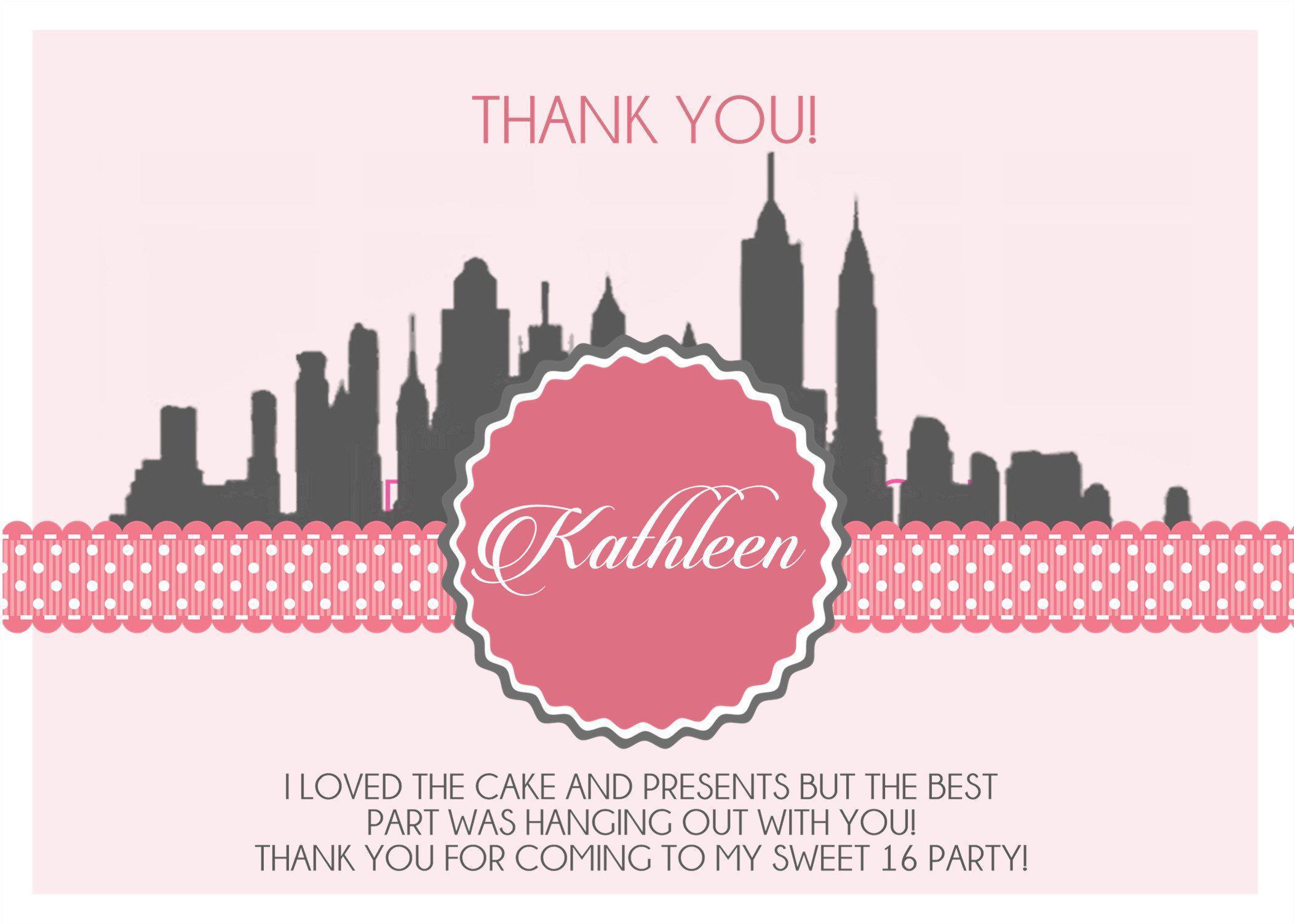 City Sweet 16 Birthday Thank You Cards