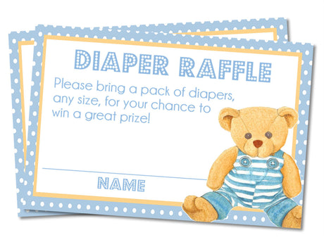 Classic Teddy Bear Baby Shower Diaper Raffle Instant PDF