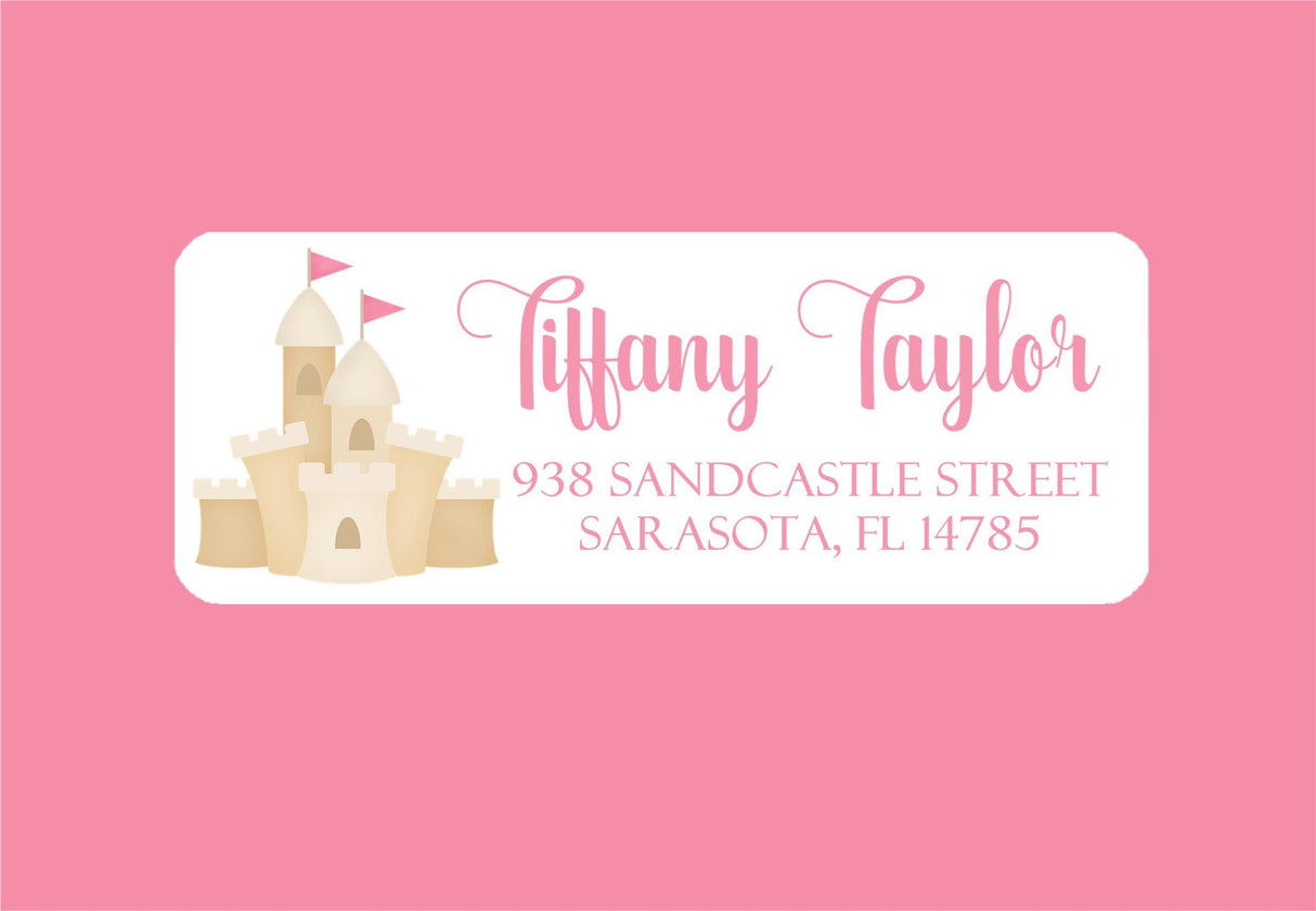 Coastal sandcastle return address labels