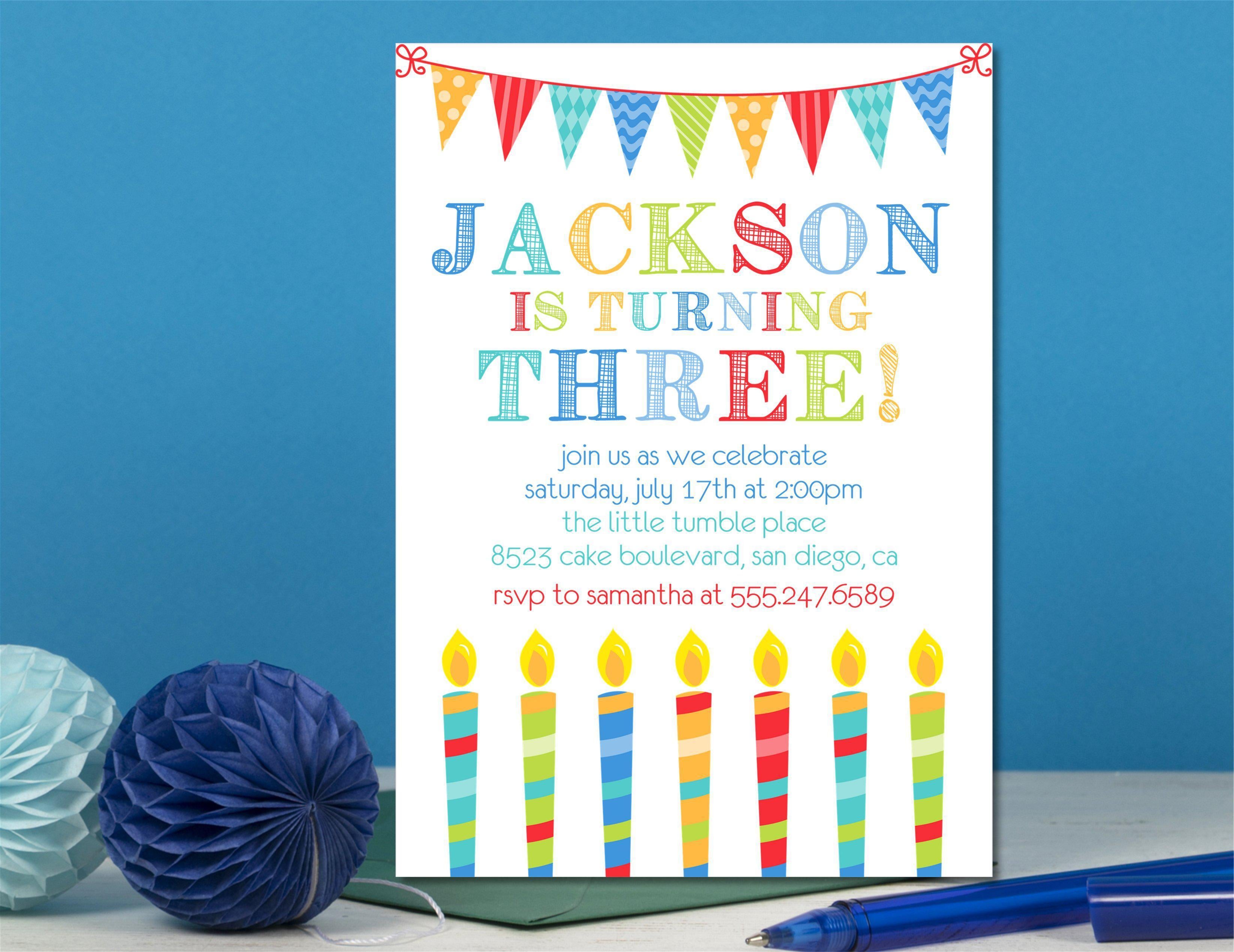Colorful Birthday Candles Party Invitations