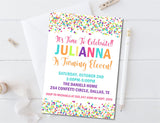 Colorful Confetti Birthday Party Invitations