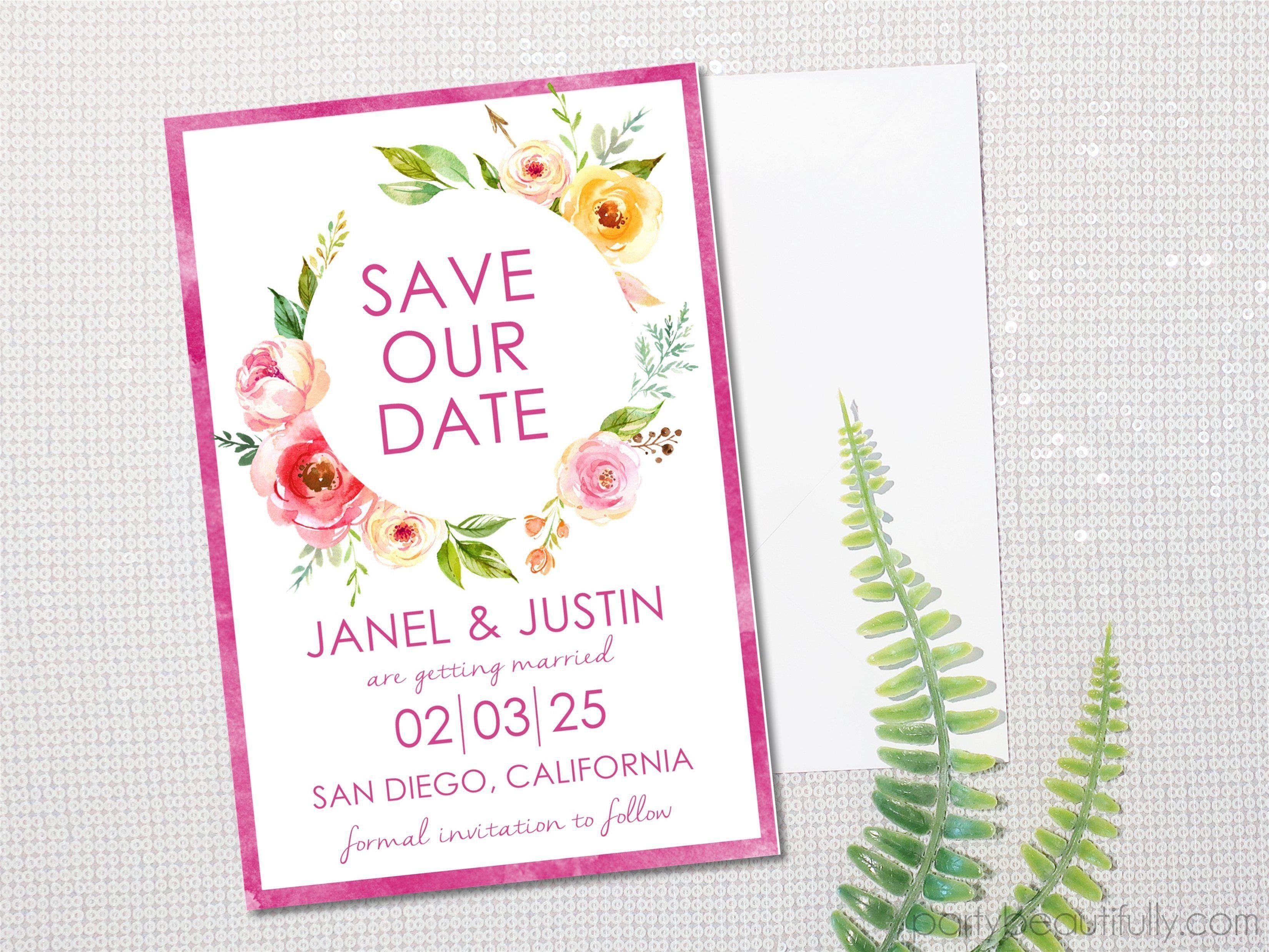 Colorful Floral Wedding Save The Date Cards
