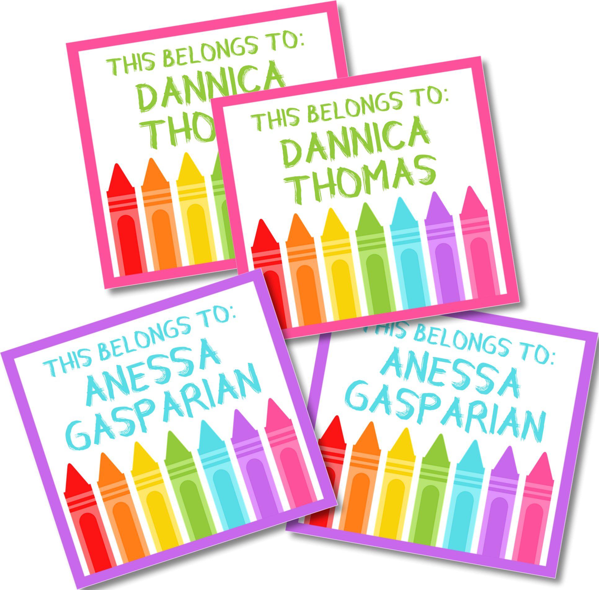 Colorful Square Back To School Supply Name Labels