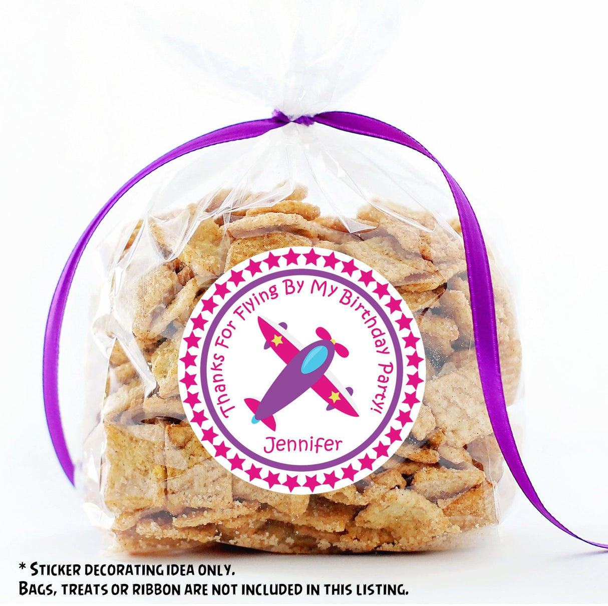 Colorful airplane birthday treat sticker