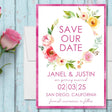 Colorful floral wedding save the date cards