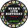 Colorful soccer ball border favor labels for birthday parties