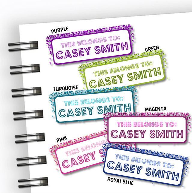 Confetti Back To School Supply Name Labels