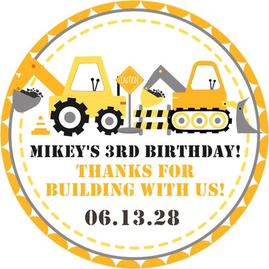 Construction Birthday Party Stickers Or Favor Tags