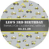 Construction truck pattern sticker in grey and yellow with personalized wording