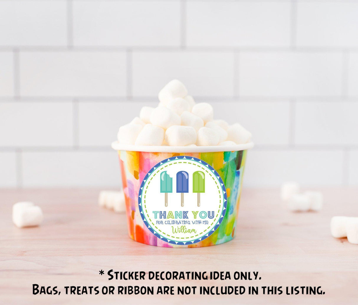 Cool popsicle theme favor sticker